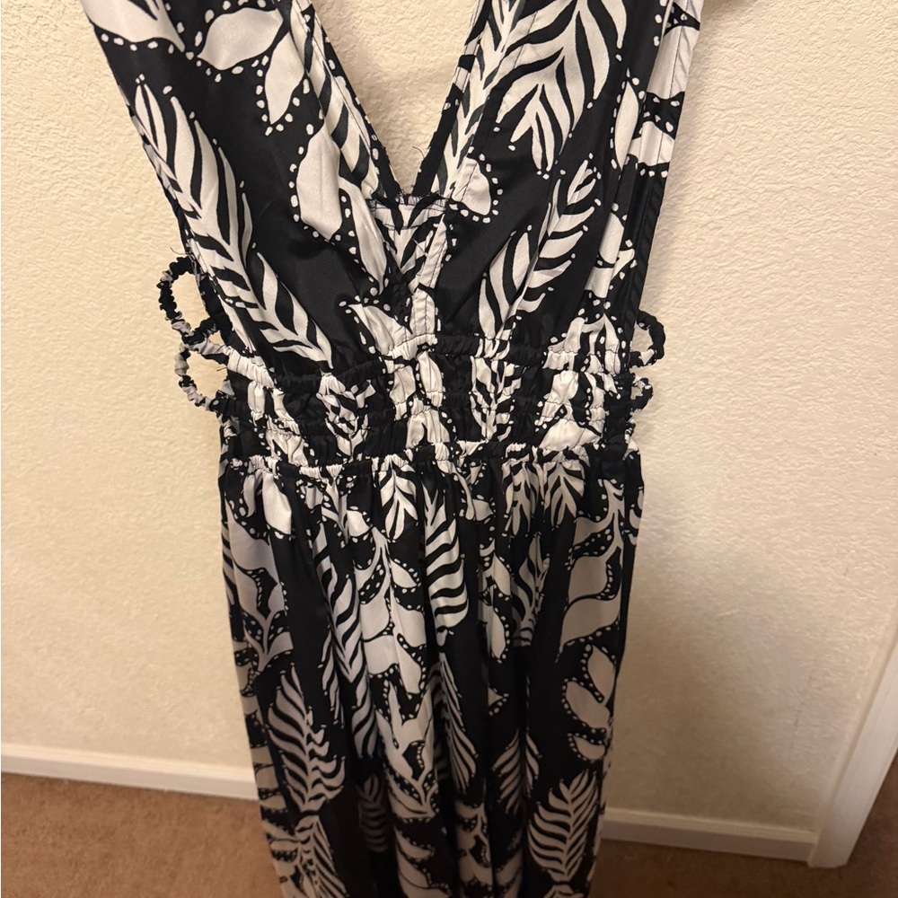 Blush Black and White Backless Dress